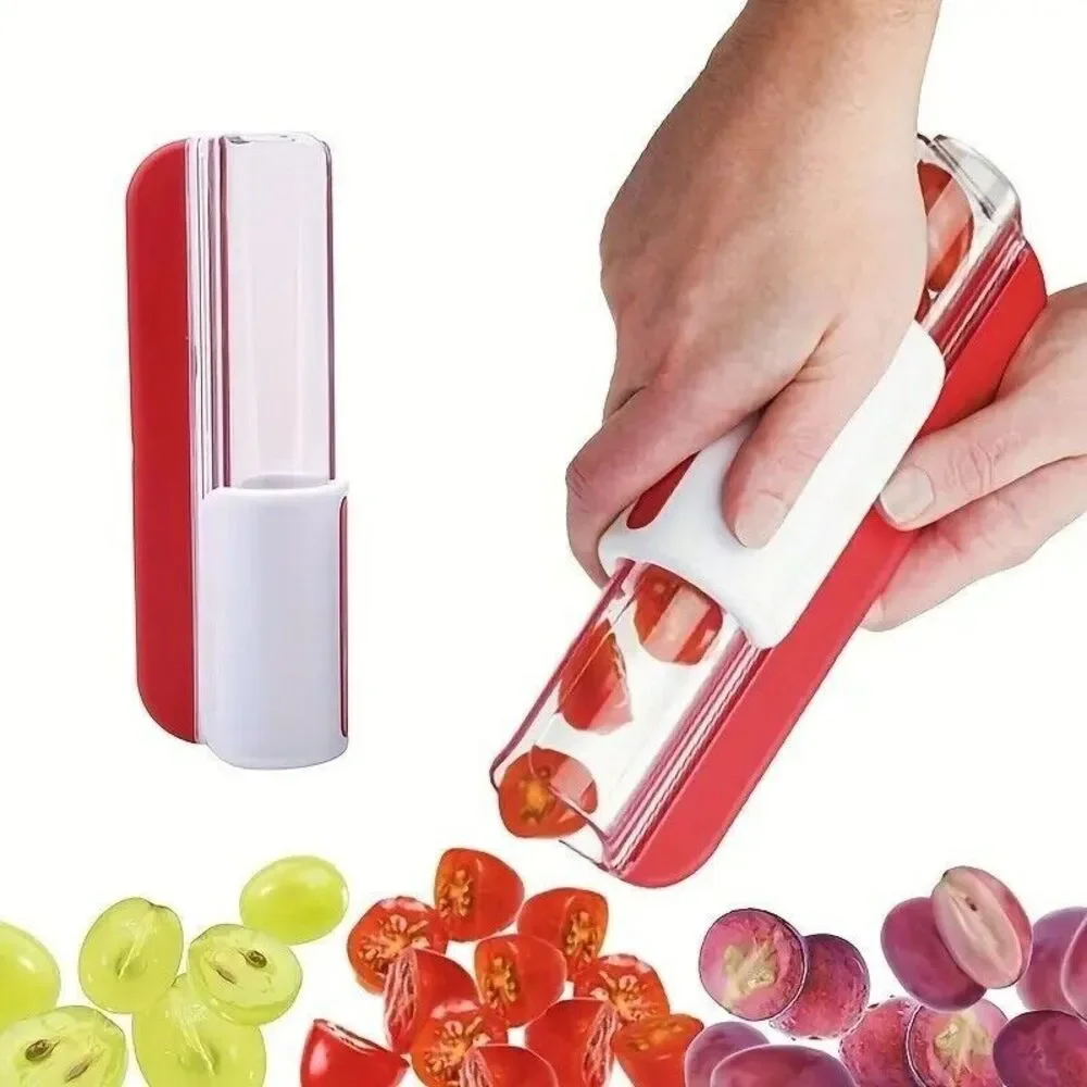 Practical Slice Grape Cherry Tomato Zip Slicer Fruit Cutter Kitchen Tool Easy